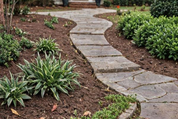 Enhanced front yard landscaping in Alpharetta Georgia